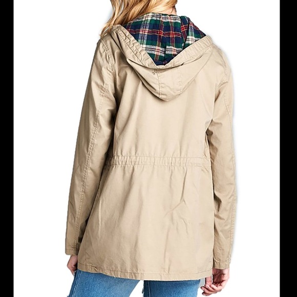 Plaid hooded Utility Jacket - Picture 3 of 3